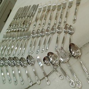 45 PC Set Oneida service for 8 BALLAD/COUNTRY LANE Knife Fork Spoon Serving piec